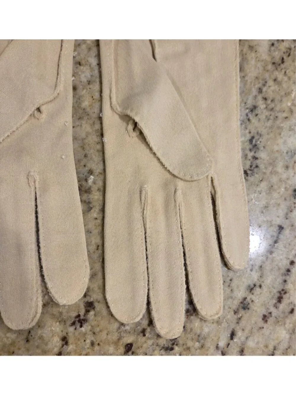 New! Vintage Women Size S/M 6.5 Beige Cotton Beaded Formal Gloves Art Noveau...